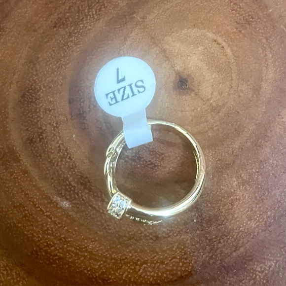 Iced Out Cuban Link Nail Ring 18K Gold Filled Designer Inspired Size 7 - Picture 9 of 10